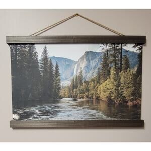 Lake Scene Tapestry Wall Decor
with wood trim 30x19